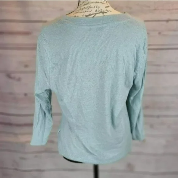 ♡3/$30♡ Orvis 3/4 Length Sleeve V-neck Top - Picture 4 of 5